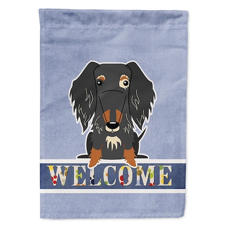 Carolines Treasures Wire Haired Dachshund Dapple Welcome Flag Canvas House Size BB5709CHF